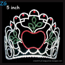 Beleza Maçã Coroa Colorido Rhinestone Natal Pageant Tiara